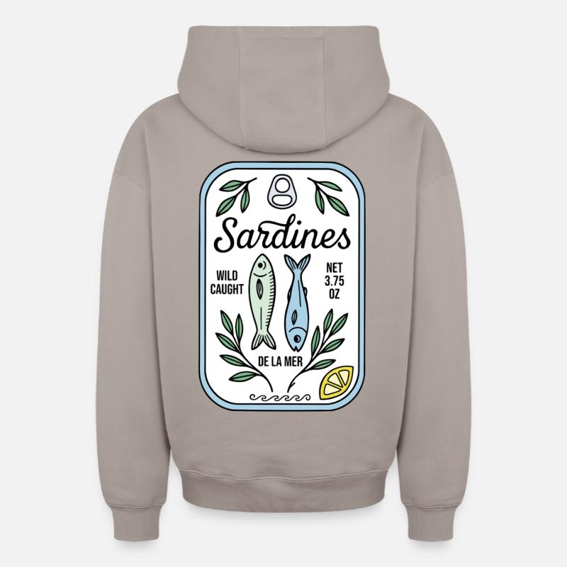 Sardines - Sweat à capuche unisexe zippé oversize épais SPREAD - taupe