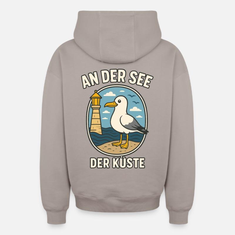 Mouette au phare côtier - Sweat à capuche unisexe zippé oversize épais SPREAD - taupe