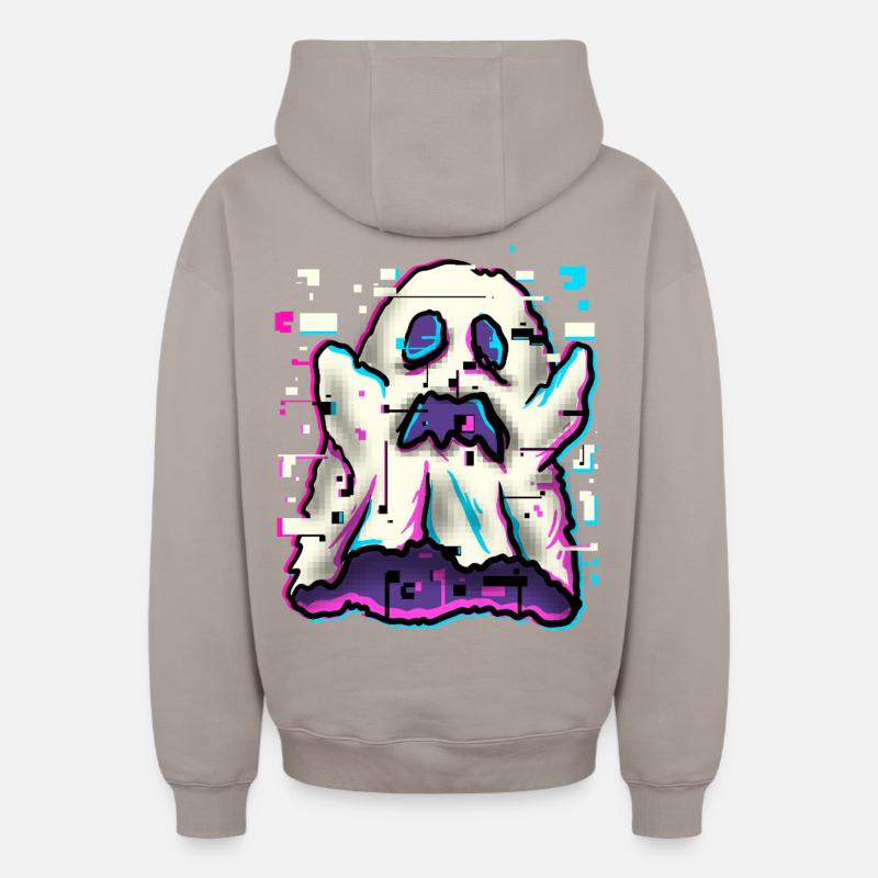 Glitch fantôme - Sweat à capuche unisexe zippé oversize épais SPREAD - taupe