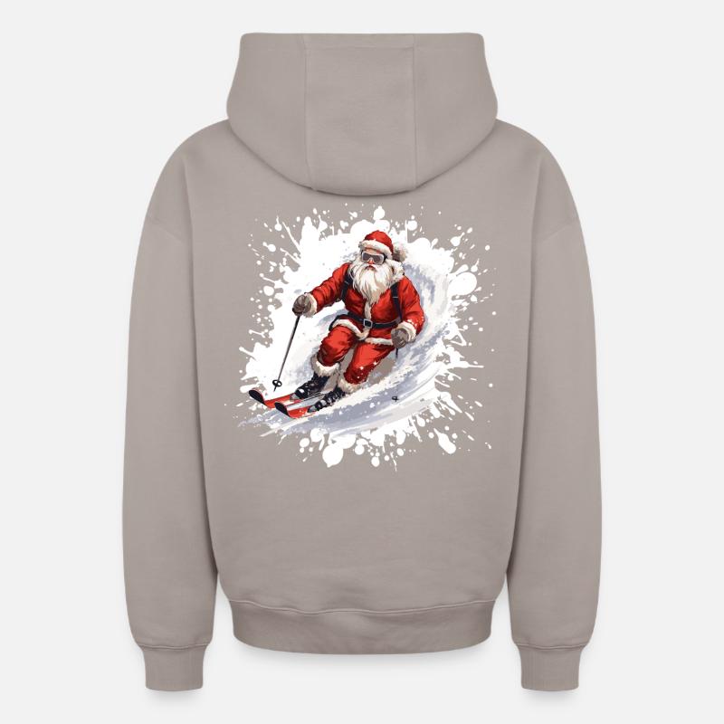 Père Noël Ski Ski - Sweat à capuche unisexe zippé oversize épais SPREAD - taupe