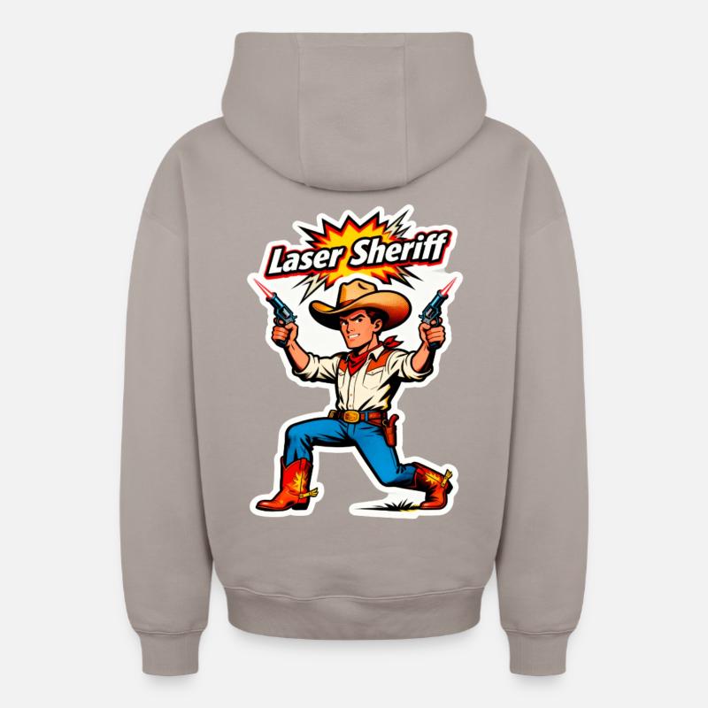 Laser Sheriff Cowboy - Sweat à capuche unisexe zippé oversize épais SPREAD - taupe