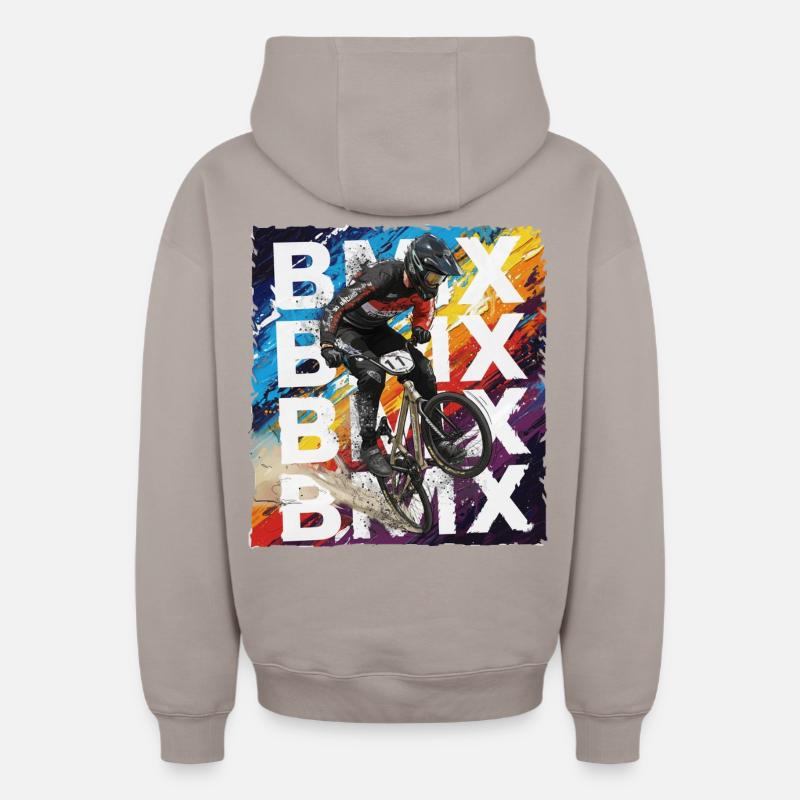 BMX - Sweat à capuche unisexe zippé oversize épais SPREAD - taupe