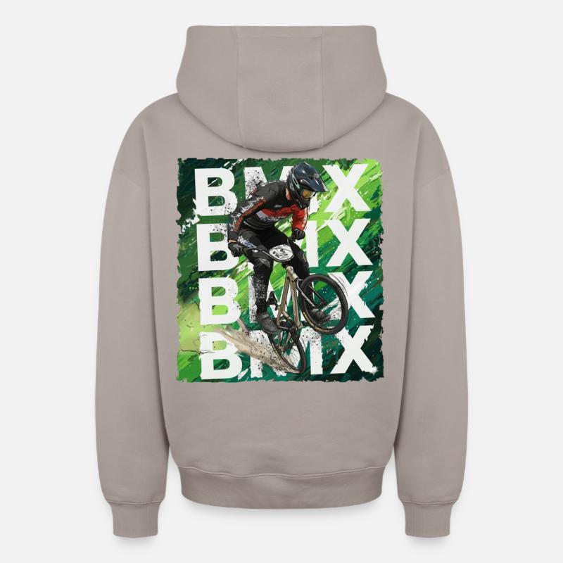 Vélo BMX - Sweat à capuche unisexe zippé oversize épais SPREAD - taupe
