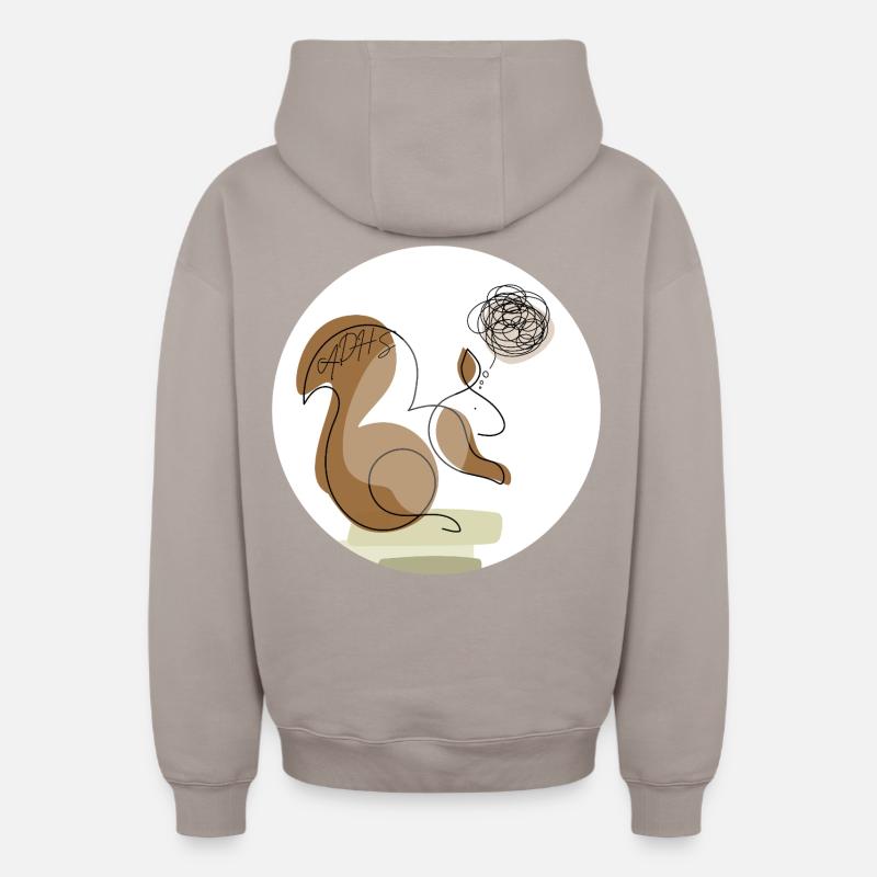 Neurodivergent TDAH - Sweat à capuche unisexe zippé oversize épais SPREAD - taupe
