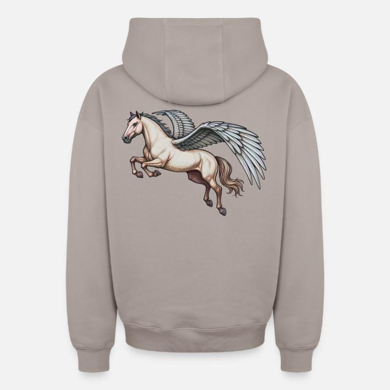 PEGASUS - animals - Sweat à capuche unisexe zippé oversize épais SPREAD - taupe