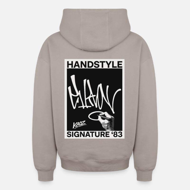 Handstyle Graffiti Signature '83 - Sweat à capuche unisexe zippé oversize épais SPREAD - taupe