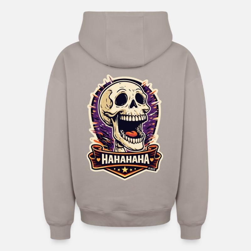 Autocollant Éclatement de Crâne Rieur - Sweat à capuche unisexe zippé oversize épais SPREAD - taupe
