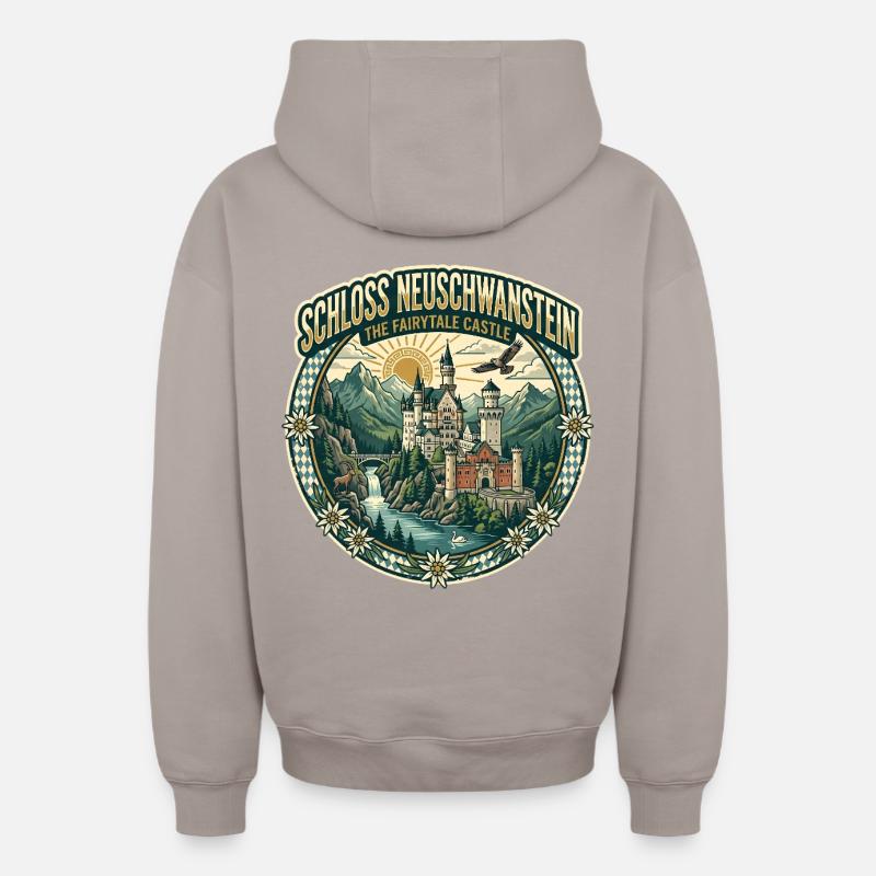 Château de Neuschwanstein - Sweat à capuche unisexe zippé oversize épais SPREAD - taupe