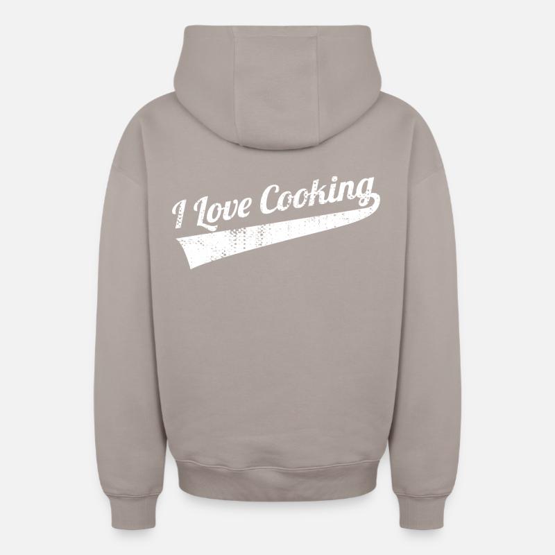 J’adore cuisiner - Sweat à capuche unisexe zippé oversize épais SPREAD - taupe