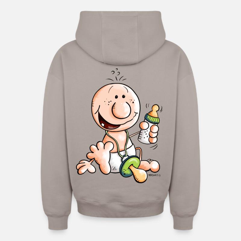 Bébé heureux - Sweat à capuche unisexe zippé oversize épais SPREAD - taupe