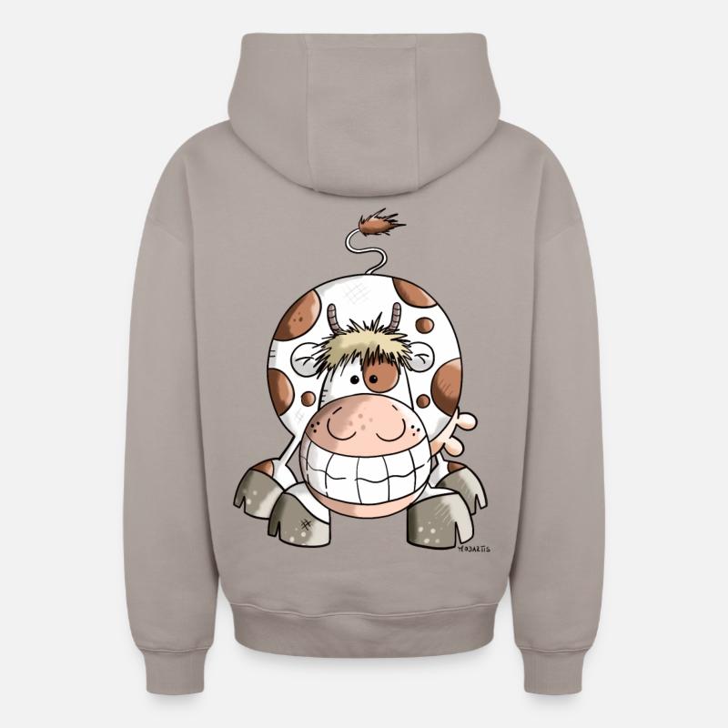 Drôle Vache - Sweat à capuche unisexe zippé oversize épais SPREAD - taupe