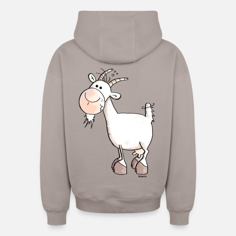 Chèvre - Capra - Caprinés - Sweat à capuche unisexe zippé oversize épais SPREAD - taupe