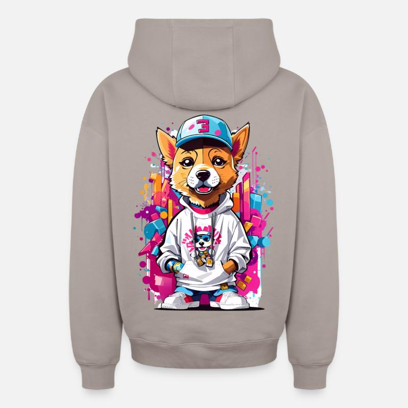 Chien - Sweat à capuche unisexe zippé oversize épais SPREAD - taupe