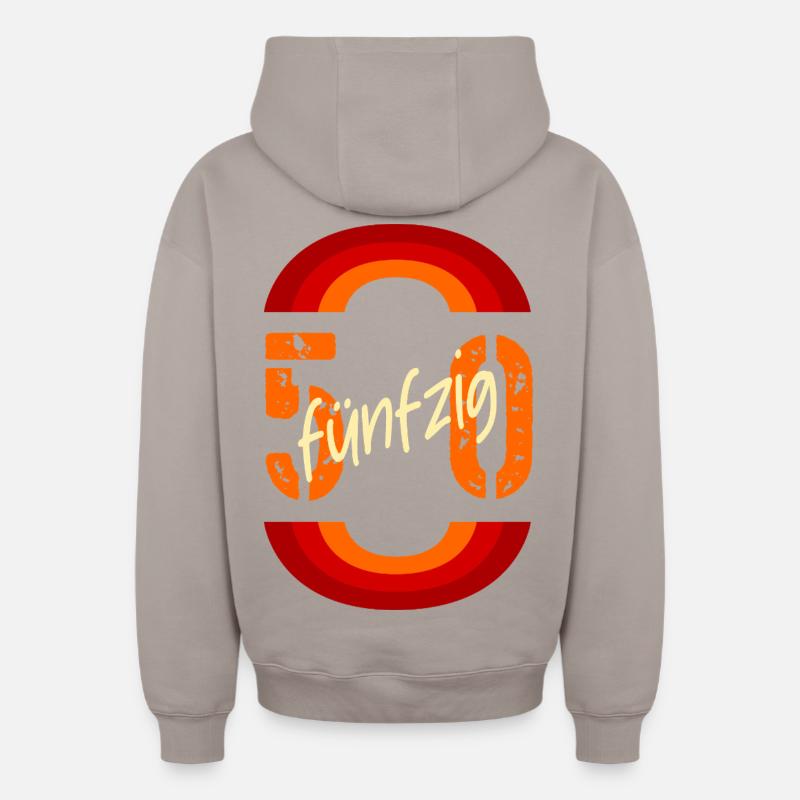 Retro 50 - Numéro Cinquante - Sweat à capuche unisexe zippé oversize épais SPREAD - taupe