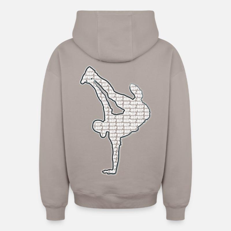 Breakdance et typographie - Sweat à capuche unisexe zippé oversize épais SPREAD - taupe