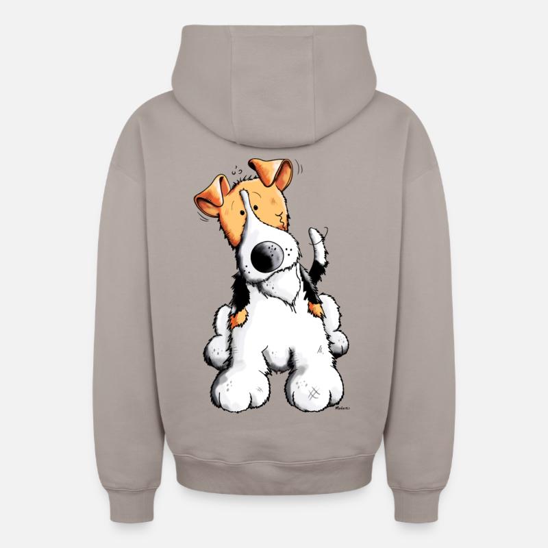 Drôle Fox-terrier - Sweat à capuche unisexe zippé oversize épais SPREAD - taupe