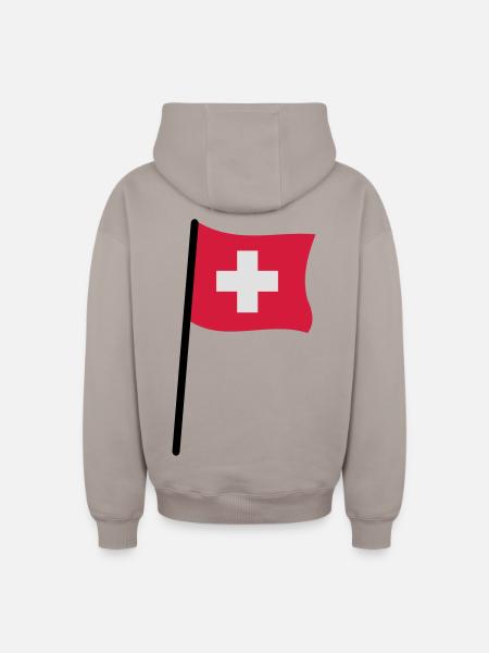 drapeau suisse - Sweat à capuche unisexe zippé oversize épais SPREAD - taupe