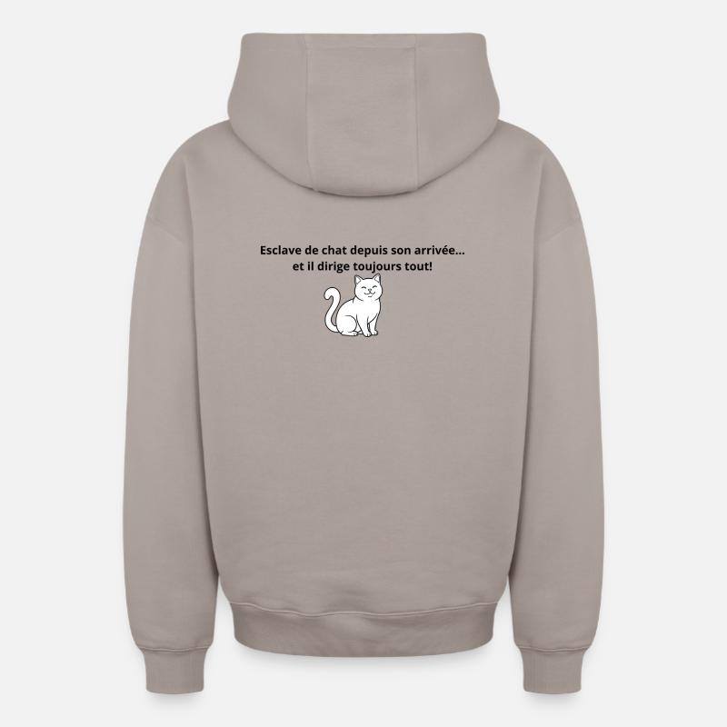 Esclave_de_chat_depuis_son_arrivée-- - Sweat à capuche unisexe zippé oversize épais SPREAD - taupe