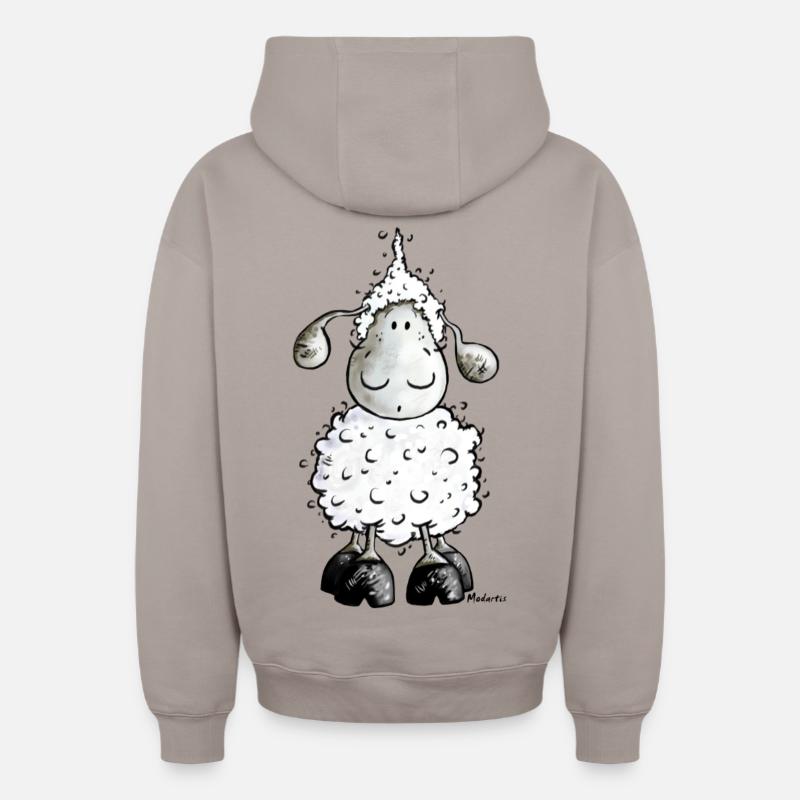 "Mc Wool" - mouton- moutons - Sweat à capuche unisexe zippé oversize épais SPREAD - taupe