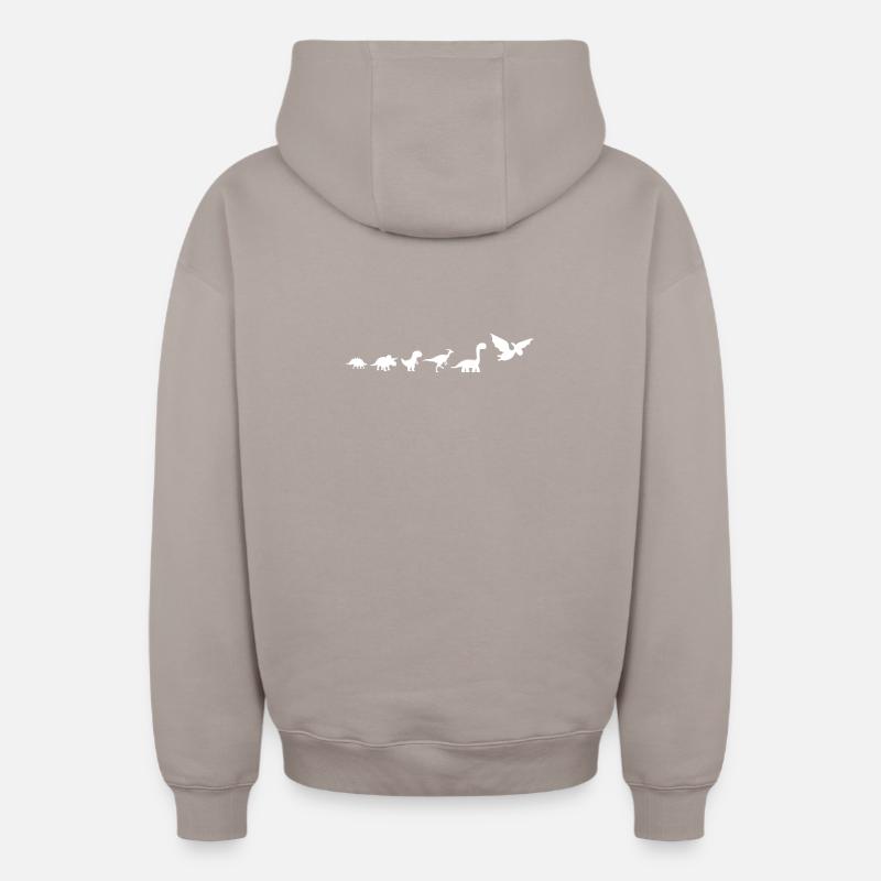Évolution dinosaures - Sweat à capuche unisexe zippé oversize épais SPREAD - taupe