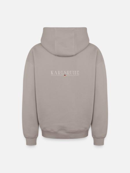 Karlsruhe Fan T-Shirt – For Real Fans - Unisex oversize hættetrøje med lynlås i kraftig kvalitet - gråbrun