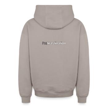 Prokrastination - Oversized Heavyweight Unisex Zip Hoodie - Taupe - Hinten - AI Model Male 178 light (178cm)