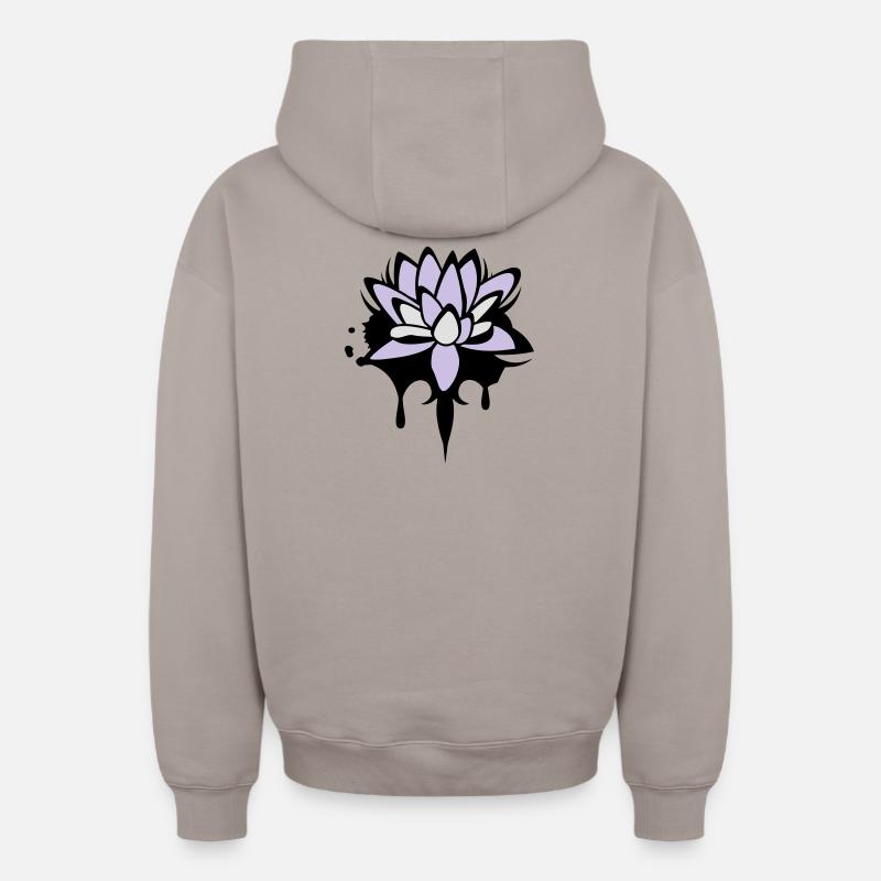 Fleur de lotus graffiti - Sweat à capuche unisexe zippé oversize épais SPREAD - taupe