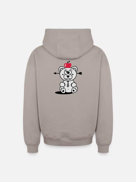 Bär mit Apfel auf dem Kopf und Pfeil durch den - Oversized Heavyweight Unisex Zip Hoodie - Taupe