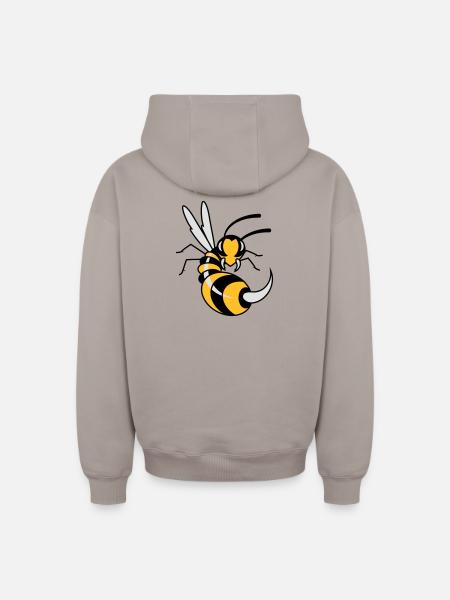 Wasp with giant sting - Oversized Heavyweight Unisex Zip Hoodie - taupe