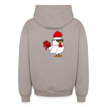 Cock chicken - Oversized Heavyweight Unisex Zip Hoodie - taupe - Back - AI Model Male 178 light (178cm)