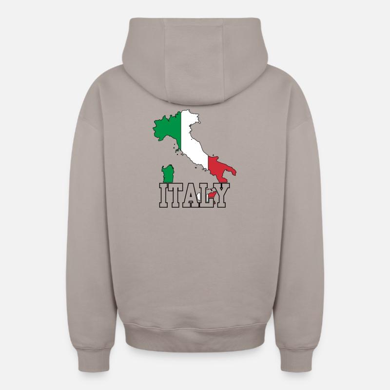 Italie - Sweat à capuche unisexe zippé oversize épais SPREAD - taupe