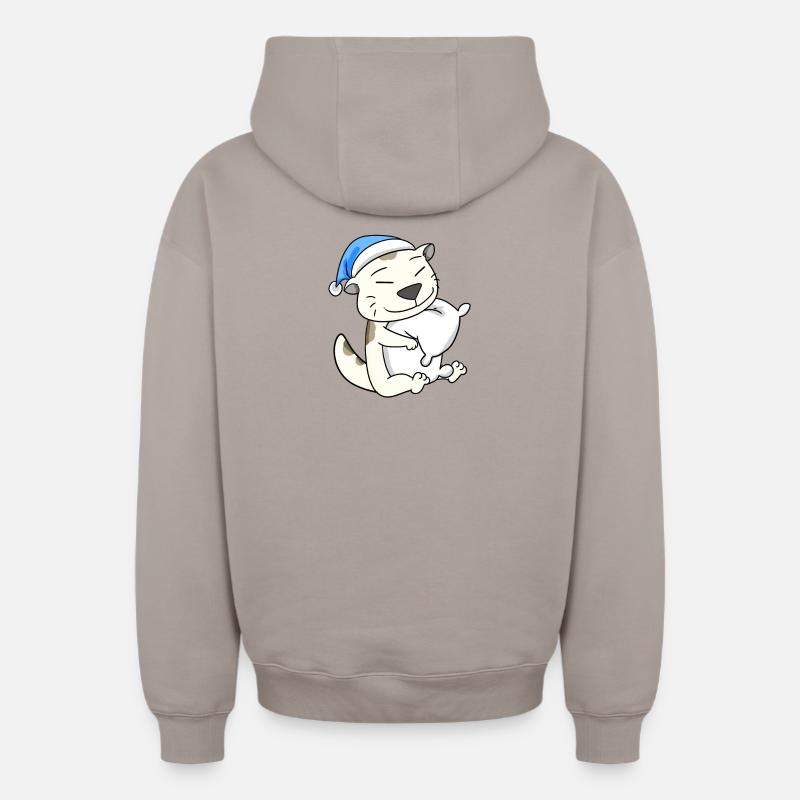 Chat race devon rex - Sweat à capuche unisexe zippé oversize épais SPREAD - taupe