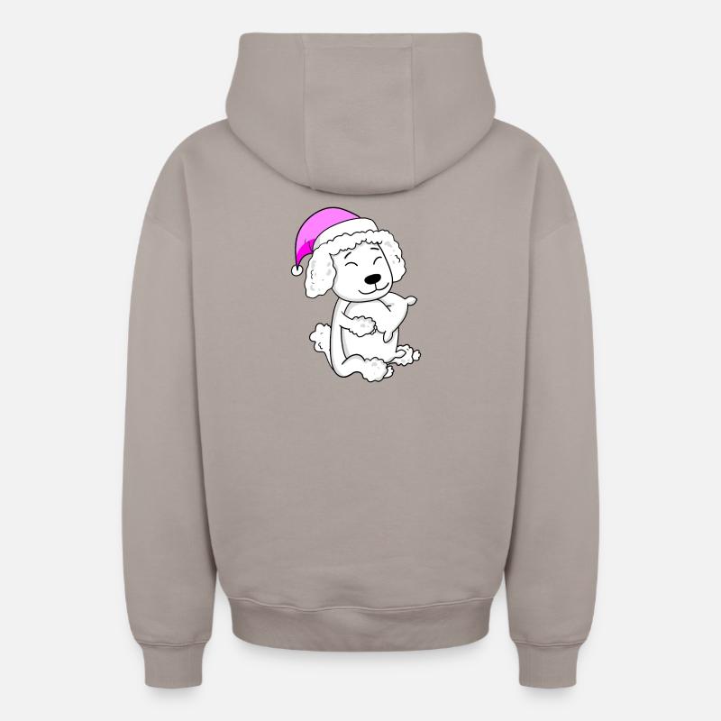 Chien Race Caniche - Sweat à capuche unisexe zippé oversize épais SPREAD - taupe