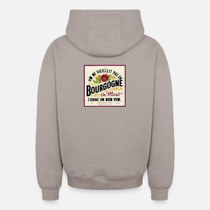 Élixir de Jeunesse Bourguignon - Sweat à capuche unisexe zippé oversize épais SPREAD - taupe