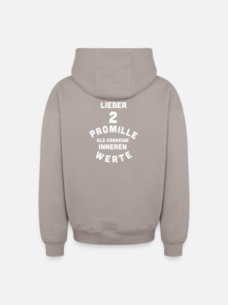2 Promille, 0 Sorgen - Oversized Heavyweight Unisex Zip Hoodie - Taupe