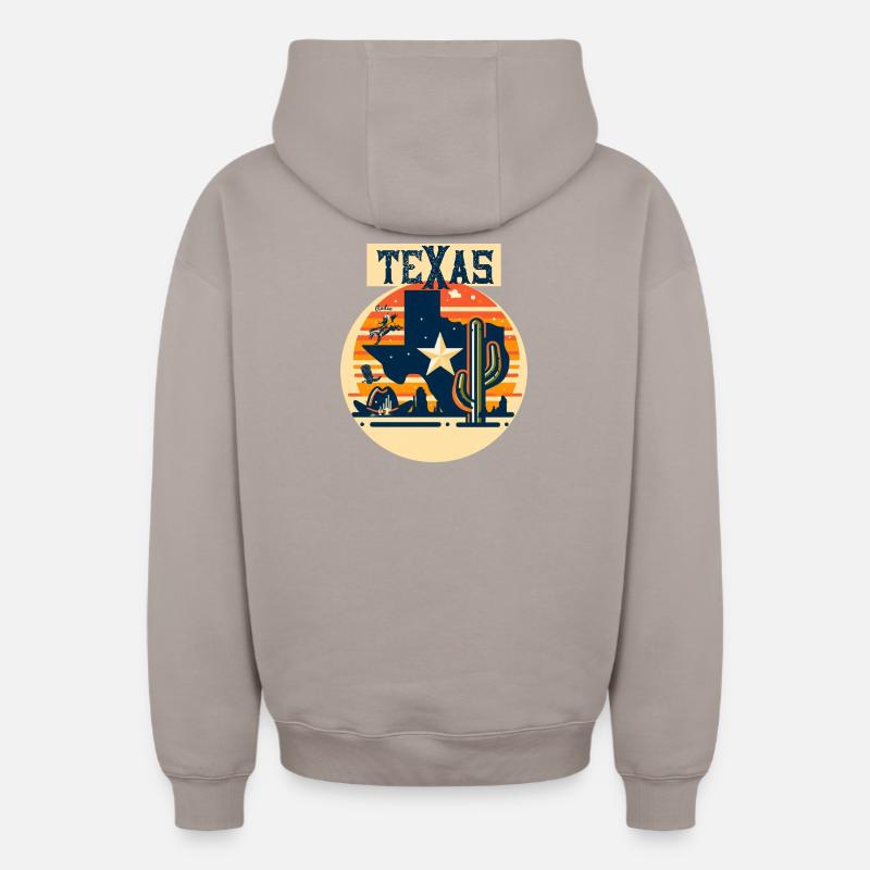 TEXAS - Sweat à capuche unisexe zippé oversize épais SPREAD - taupe