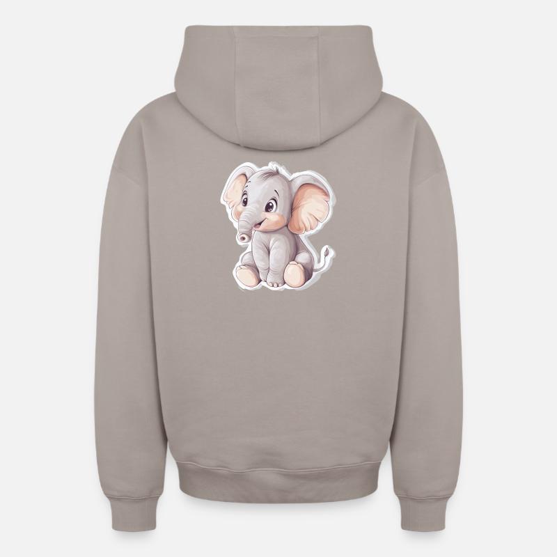 Elefant - Oversized Heavyweight Unisex Zip Hoodie - Taupe