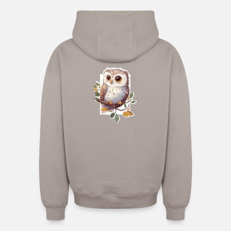 Hibou - Sweat à capuche unisexe zippé oversize épais SPREAD - taupe