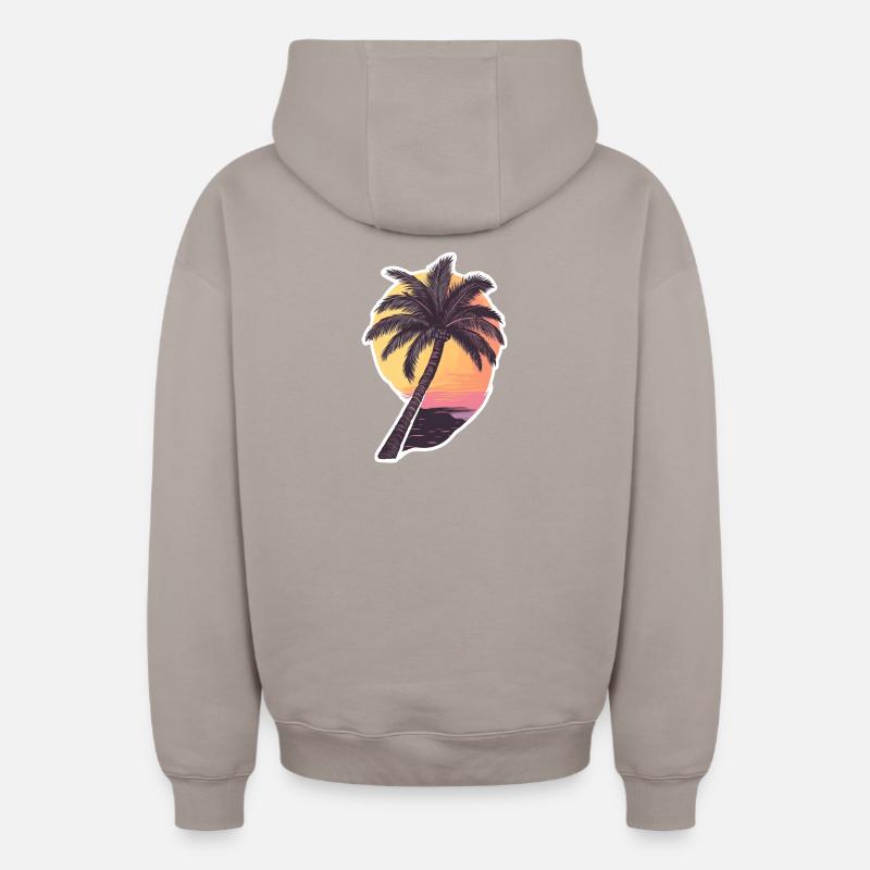 Palmier - Sweat à capuche unisexe zippé oversize épais SPREAD - taupe