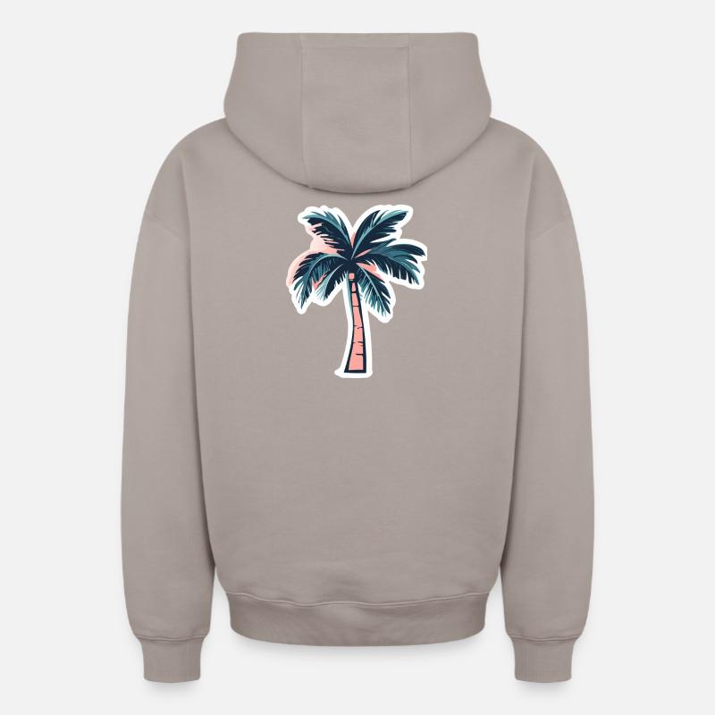 Palmier - Sweat à capuche unisexe zippé oversize épais SPREAD - taupe