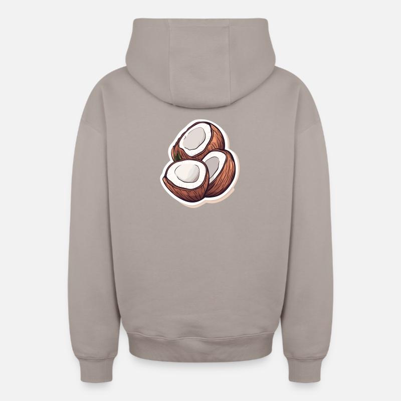 kokos - Sweat à capuche unisexe zippé oversize épais SPREAD - taupe