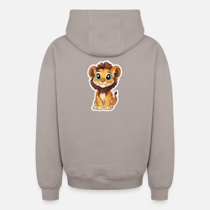 Lion - Sweat à capuche unisexe zippé oversize épais SPREAD - taupe