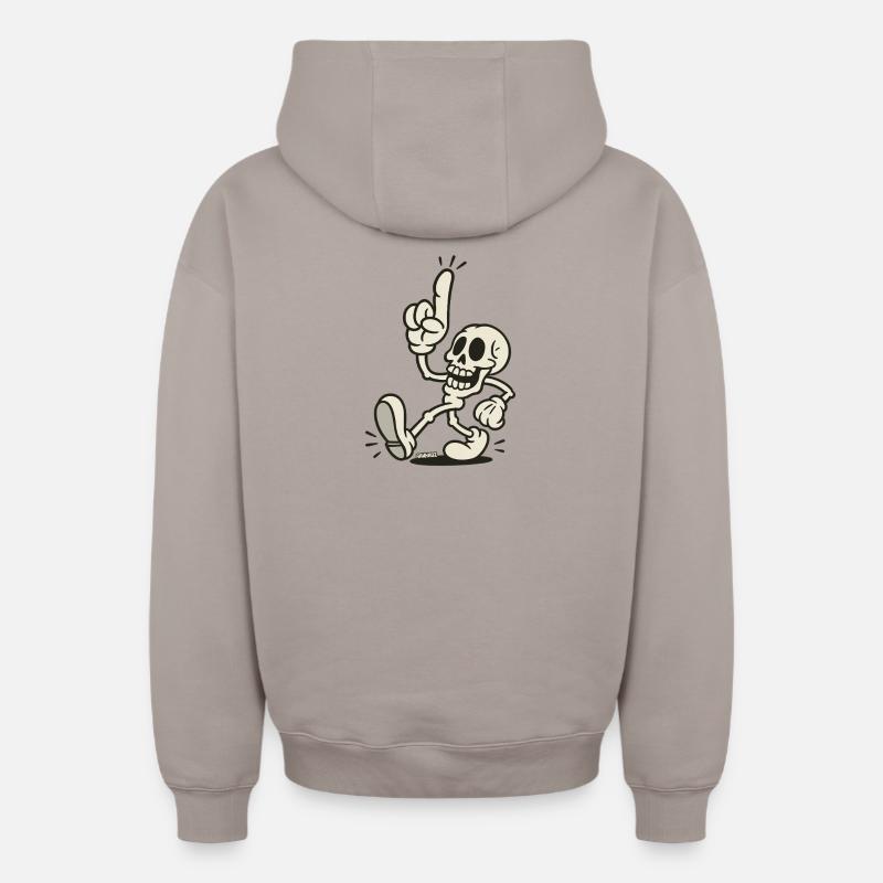 Index du squelette en relief - Sweat à capuche unisexe zippé oversize épais SPREAD - taupe