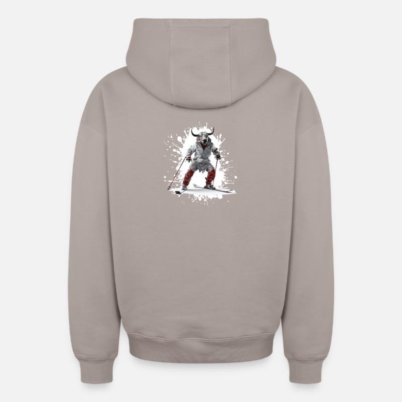 Bulle Ski Ski Taureau - Sweat à capuche unisexe zippé oversize épais SPREAD - taupe
