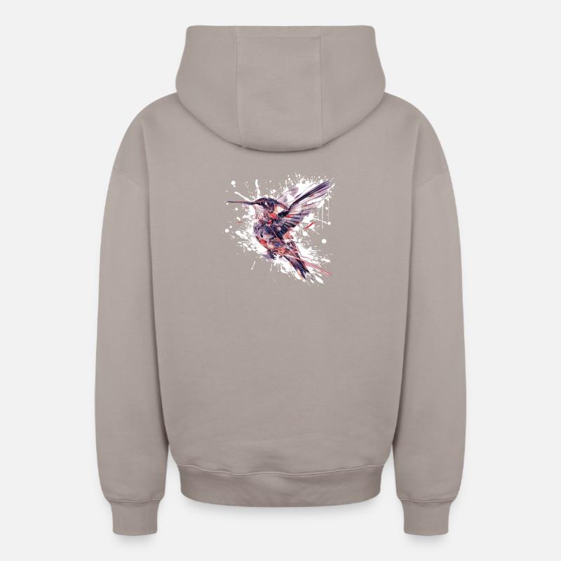 Aquarelle Colibri Éclaboussure - Sweat à capuche unisexe zippé oversize épais SPREAD - taupe
