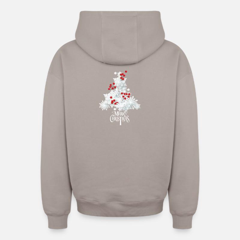 Noël blanc - Sweat à capuche unisexe zippé oversize épais SPREAD - taupe
