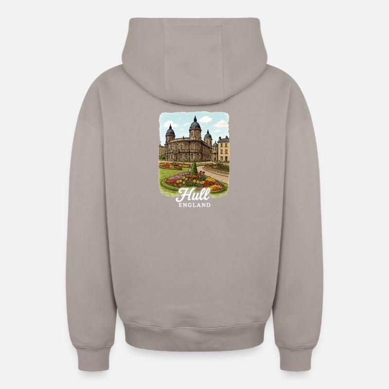 Hull, Angleterre - Sweat à capuche unisexe zippé oversize épais SPREAD - taupe