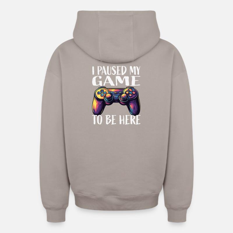 Spiel Pause Neon Controller - Oversized Heavyweight Unisex Zip Hoodie - Taupe