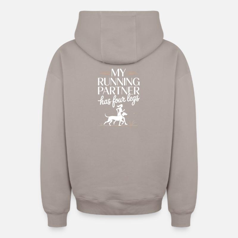 Canicross - Sweat à capuche unisexe zippé oversize épais SPREAD - taupe