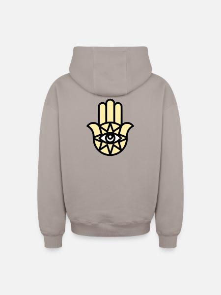 Hamsa Main de Fatima - Sweat à capuche unisexe zippé oversize épais SPREAD - taupe